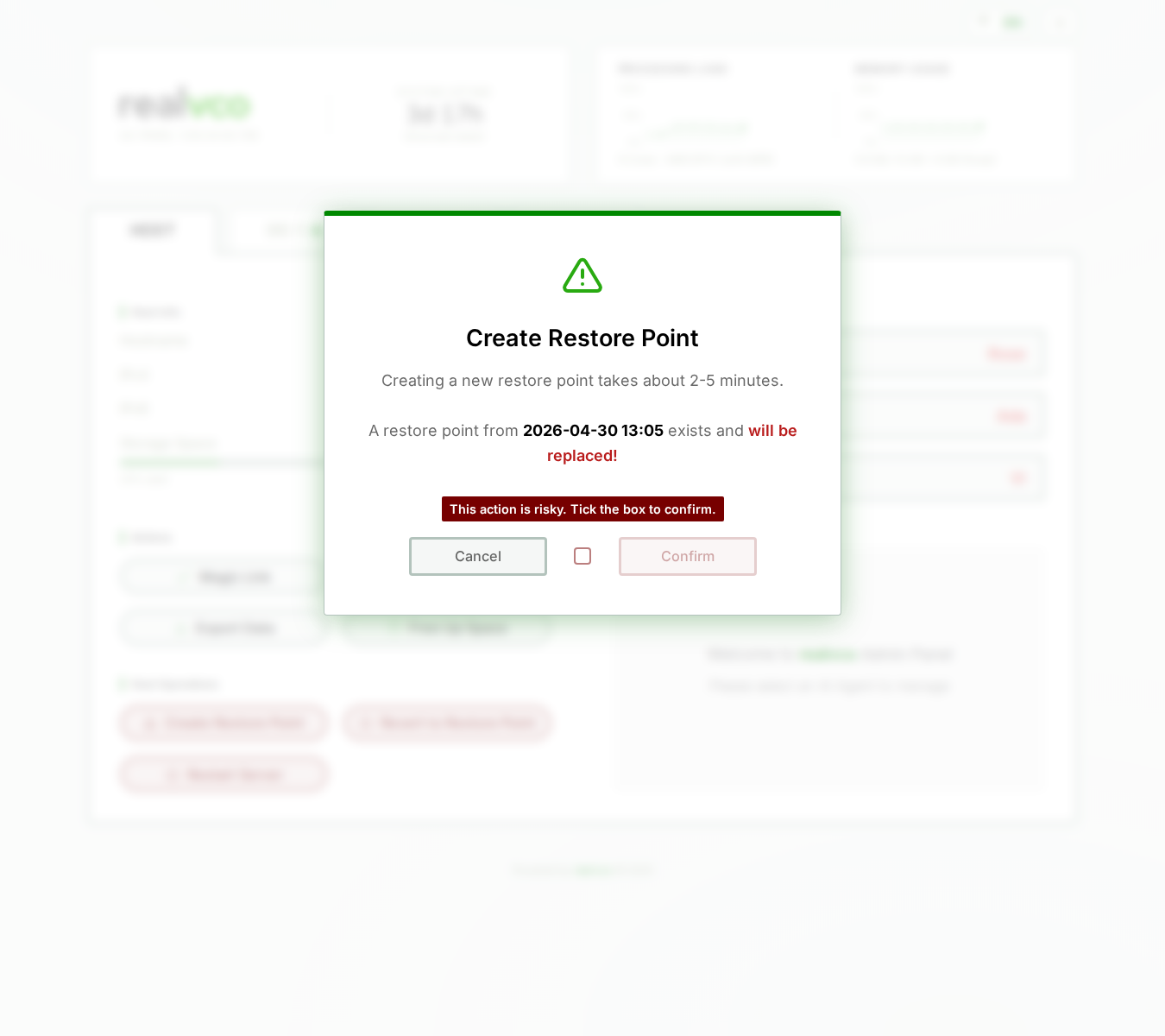 Create Restore Point confirmation dialog