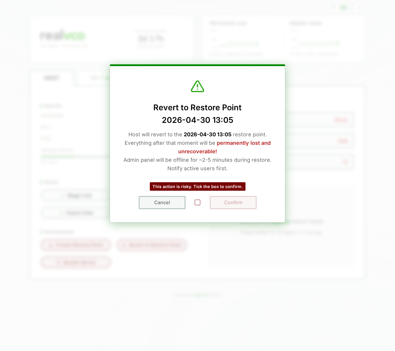 Revert to Restore Point confirmation dialog