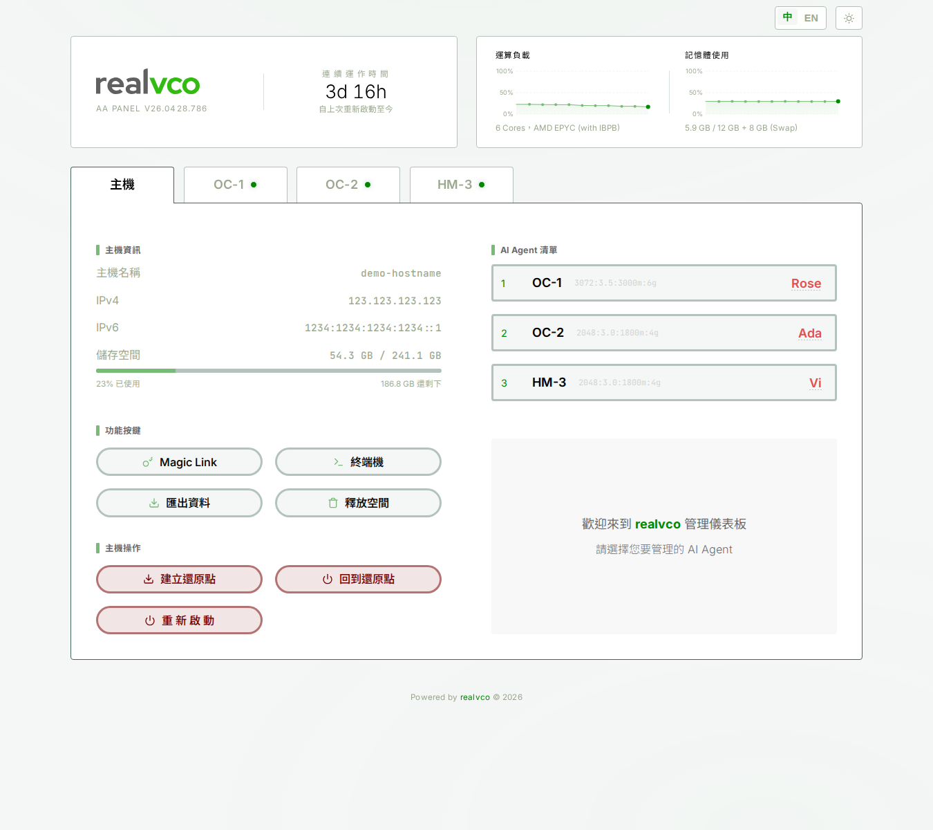 主機分頁全貌